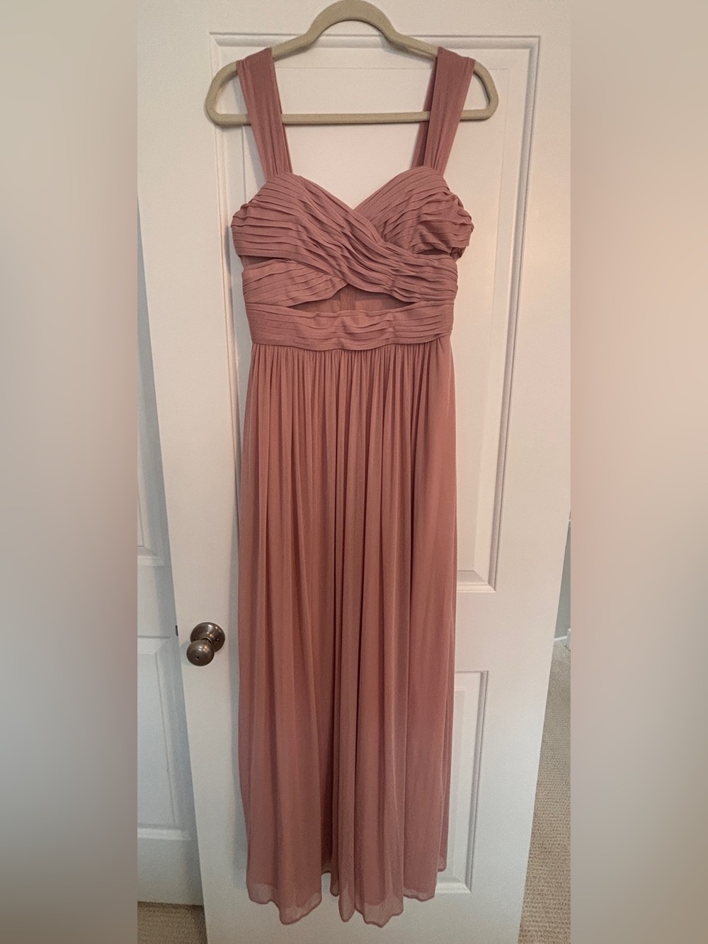 Birdy Grey Mauve Strapless Pleated Chiffon Gown
